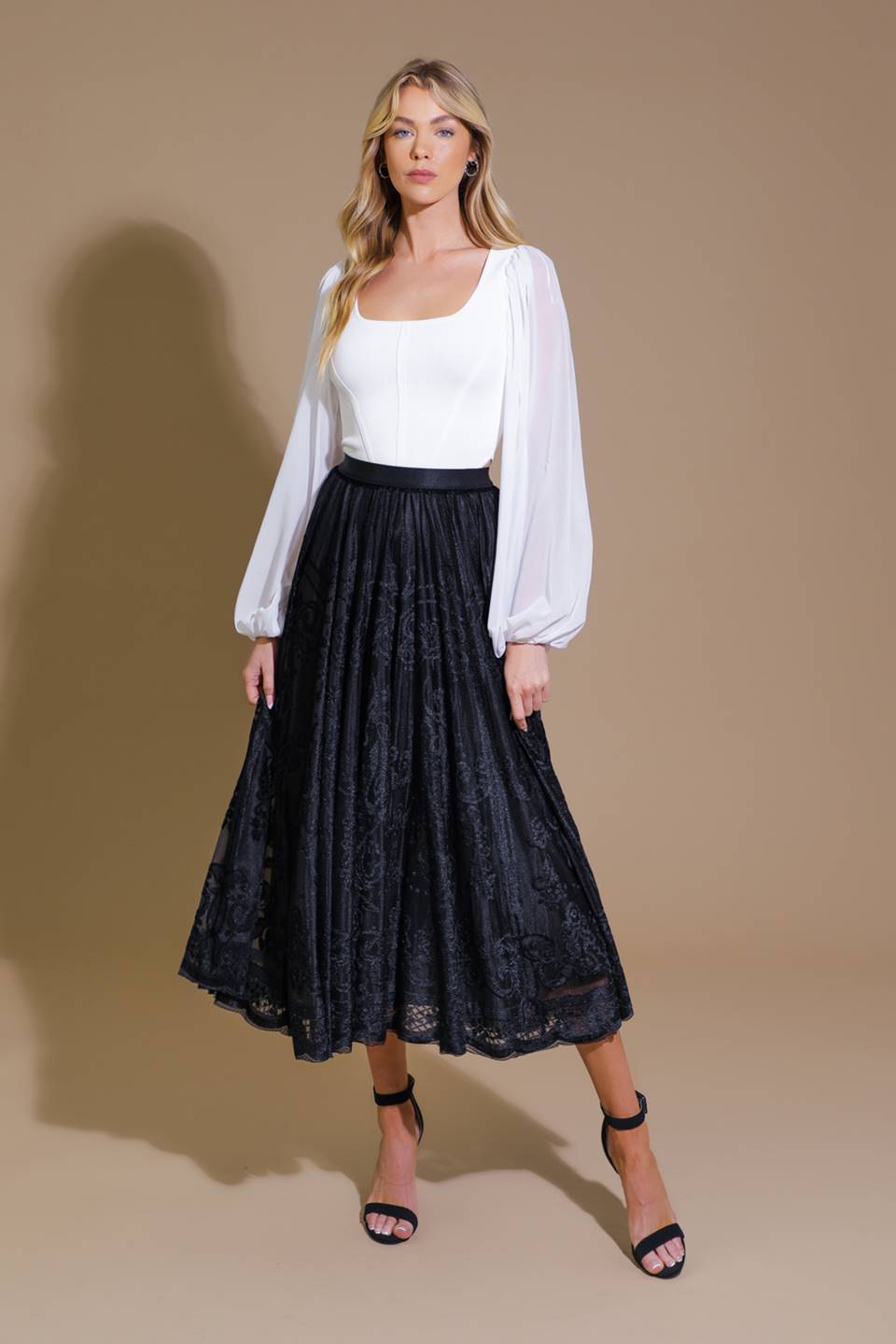 EASE MY MIND VELVET MIDI SKIRT Flying Tomato